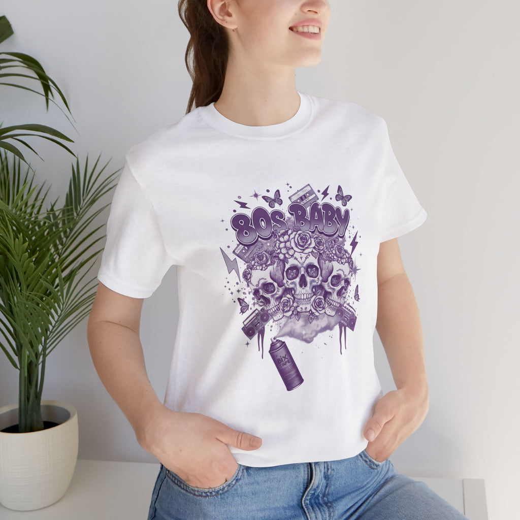 80s Baby Graphic Tee — Deep Purple & Silver
