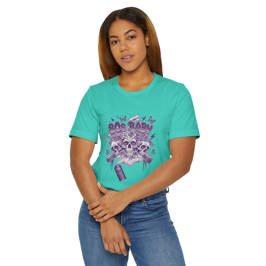 80s Baby Graphic Tee — Deep Purple & Silver