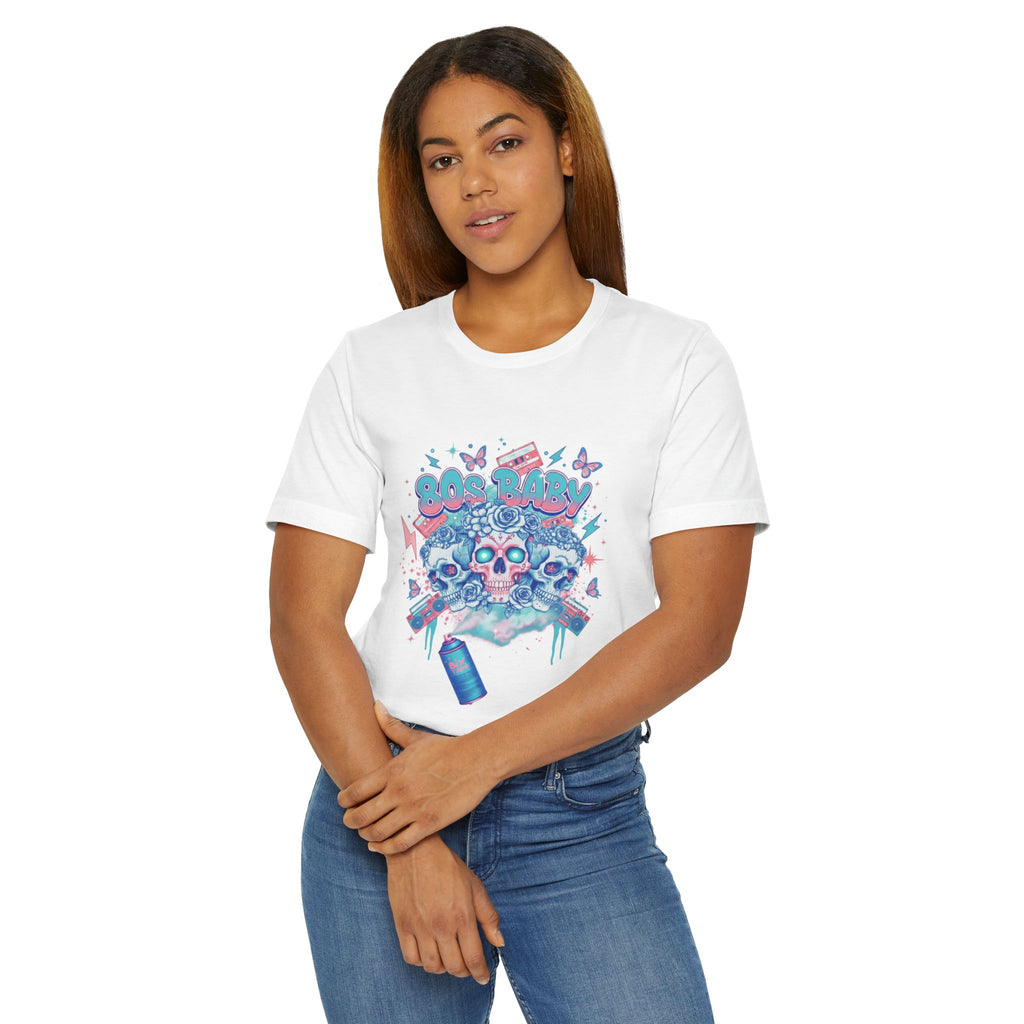 80s Baby Graphic Tee — Electric Blue & Neon Pink