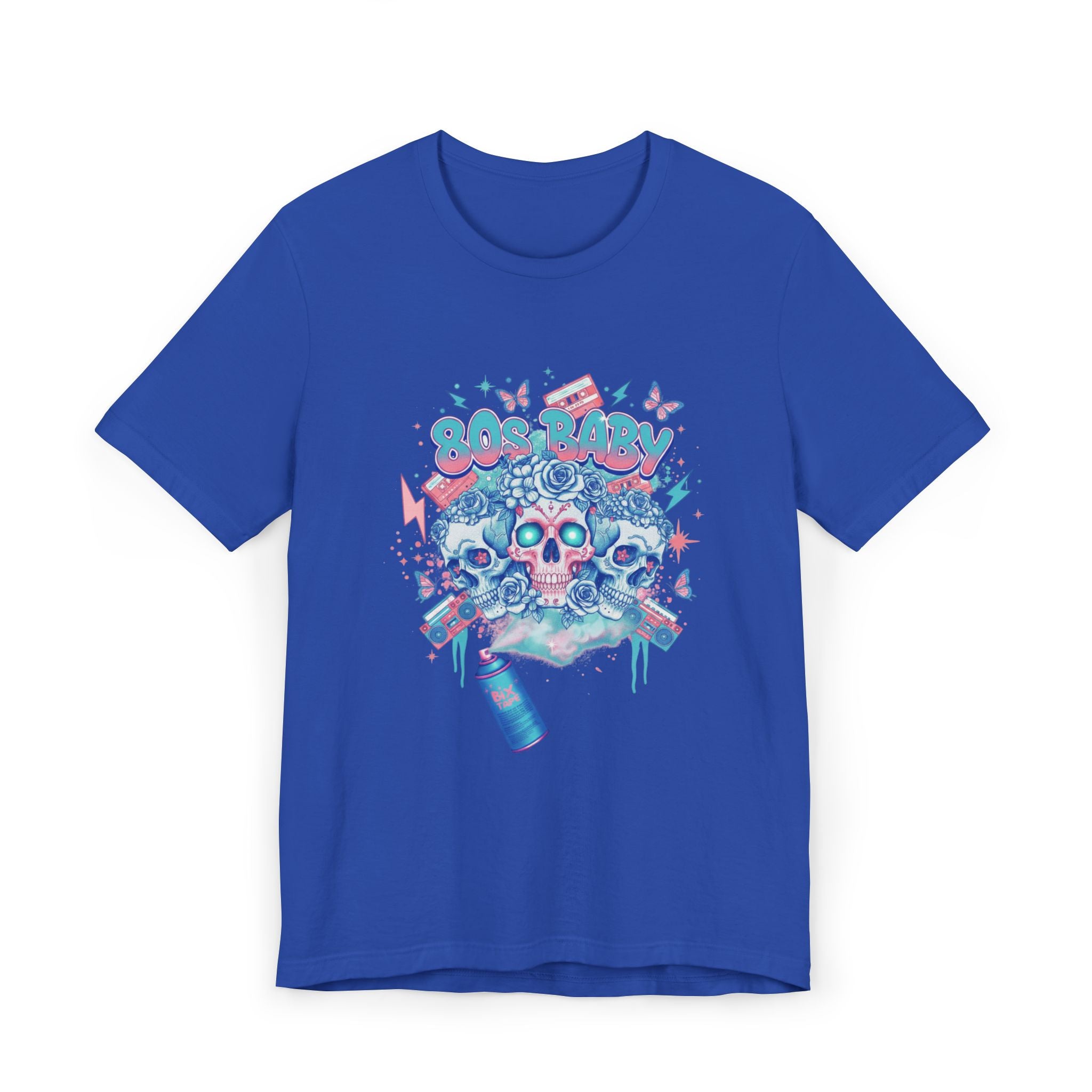 80s Baby Graphic Tee — Electric Blue & Neon Pink