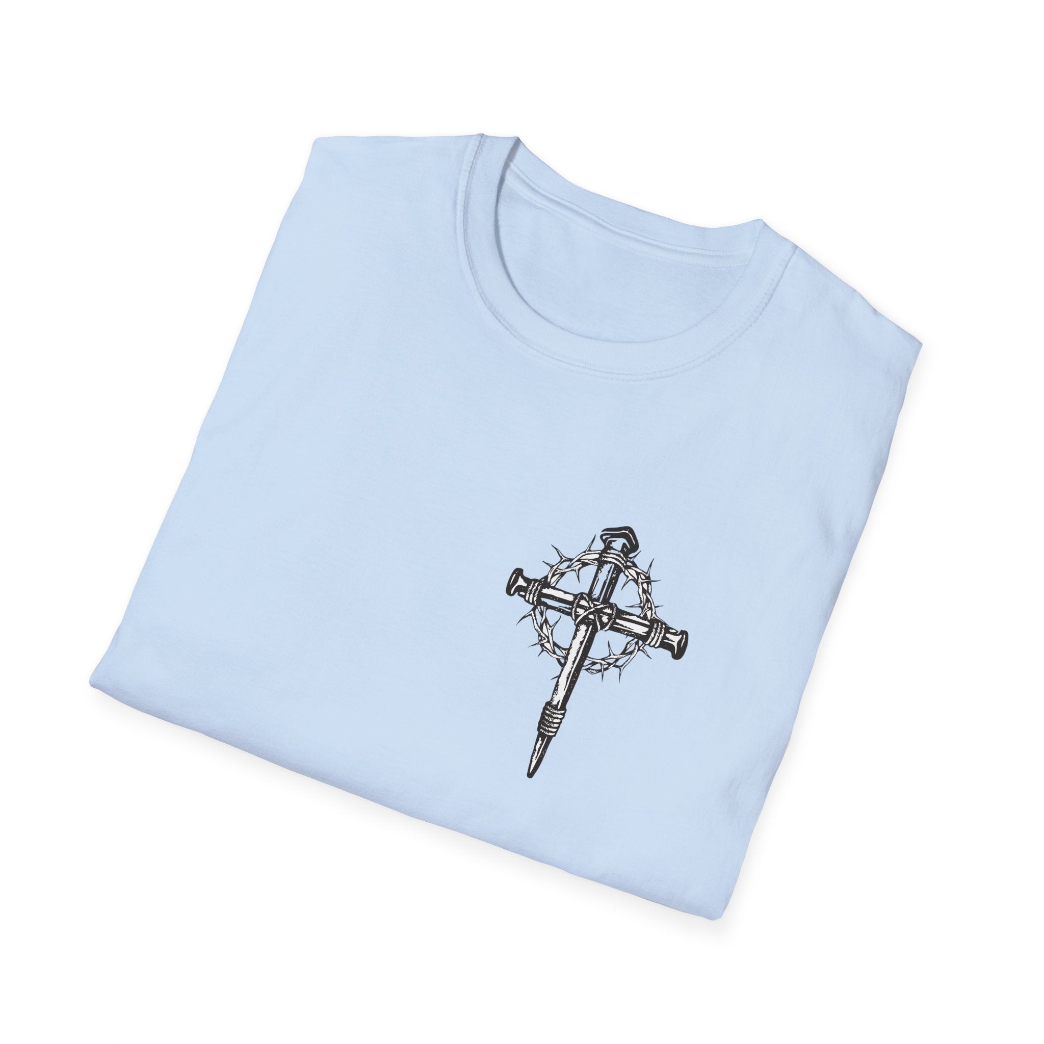 Christian Cross T-Shirt — "Jesus Died For Our Sins" with Crown of Thorns