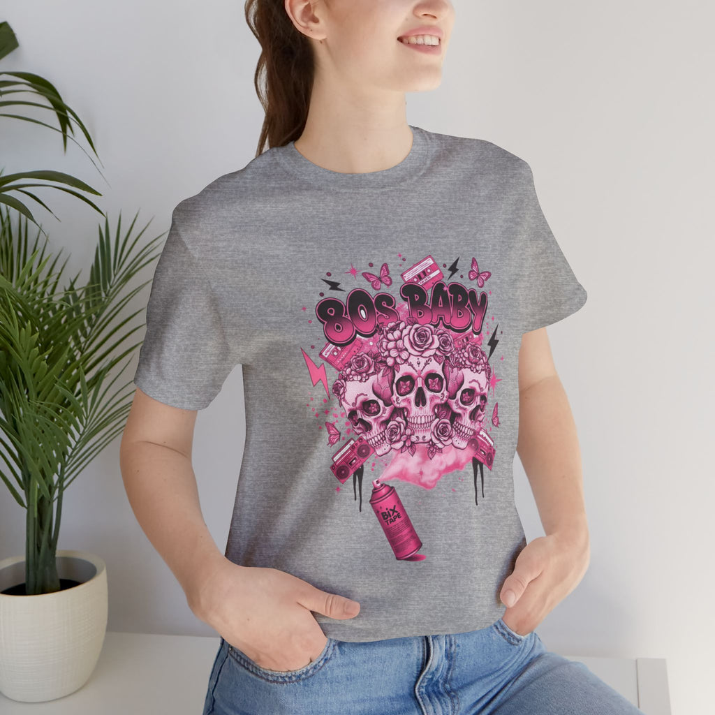80s Baby Graphic Tee — Hot Pink & Black