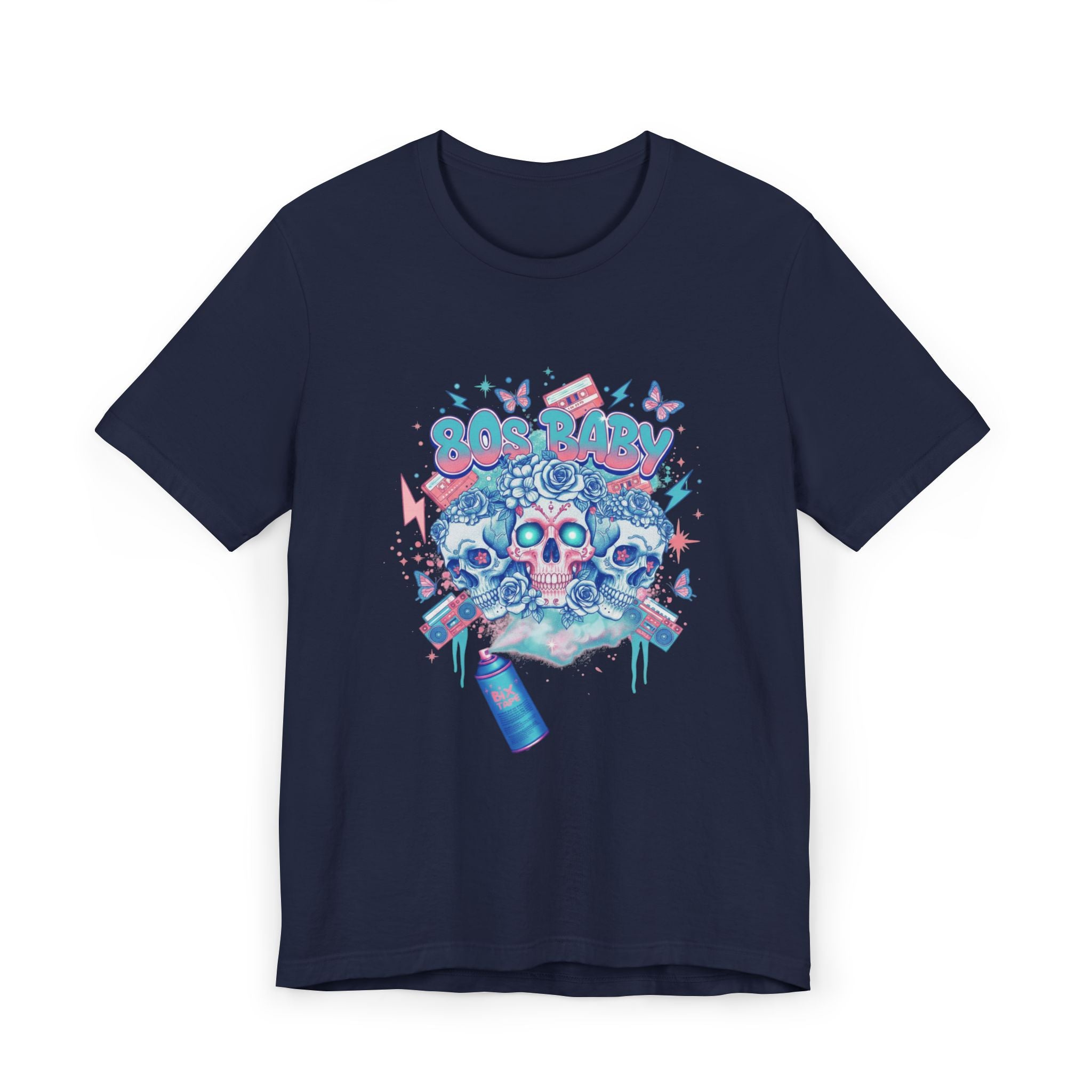 80s Baby Graphic Tee — Electric Blue & Neon Pink