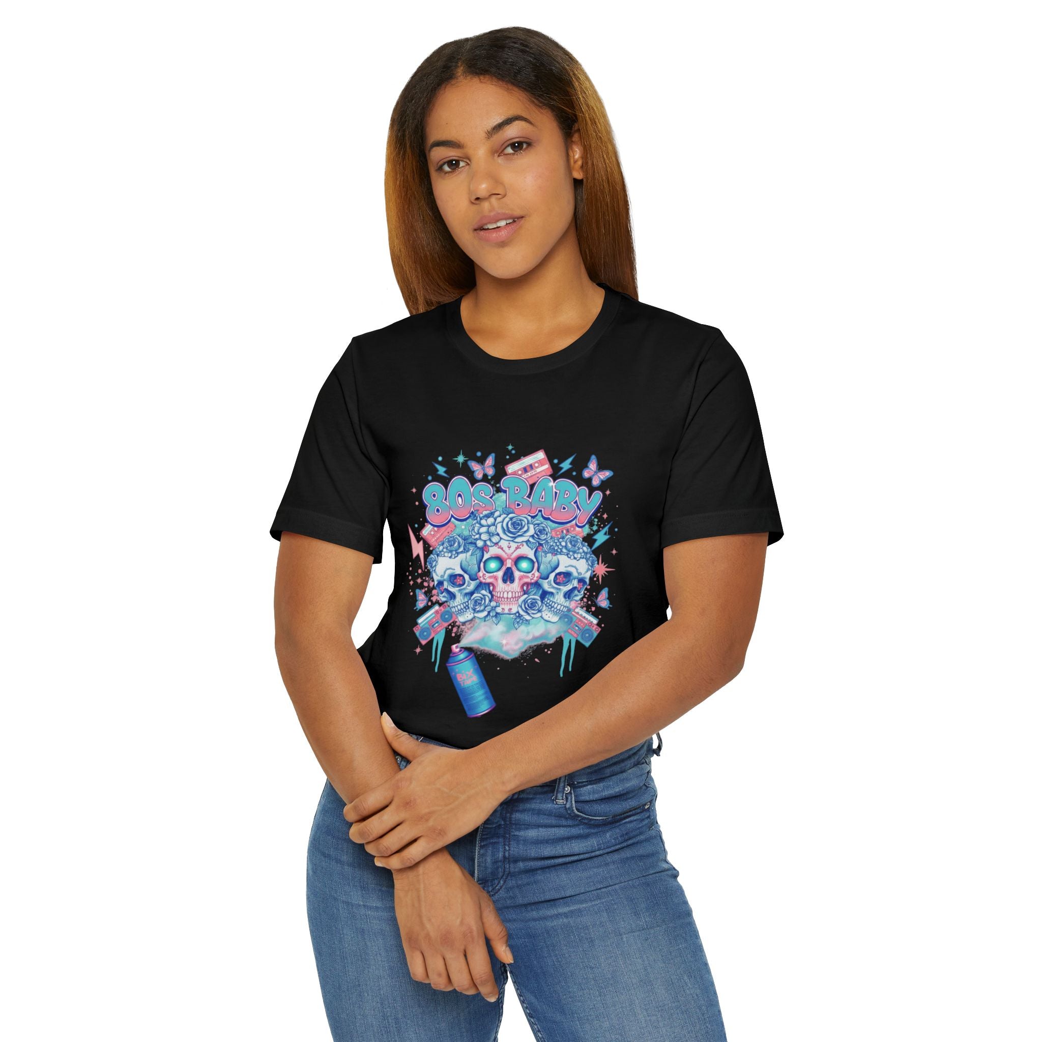 80s Baby Graphic Tee — Electric Blue & Neon Pink