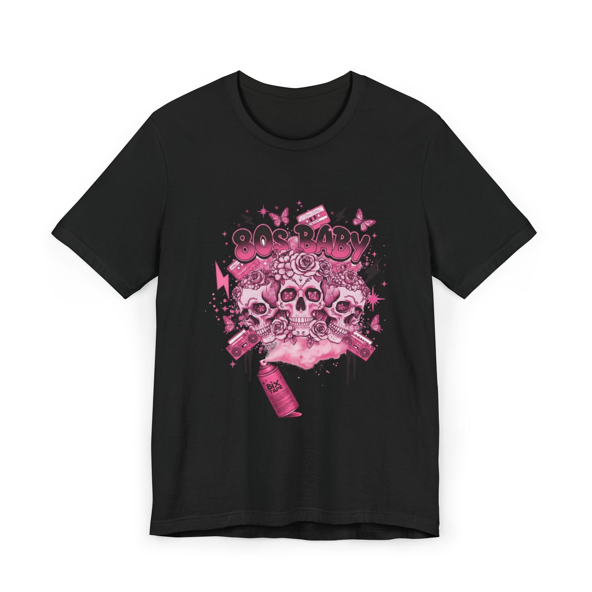 80s Baby Graphic Tee — Hot Pink & Black