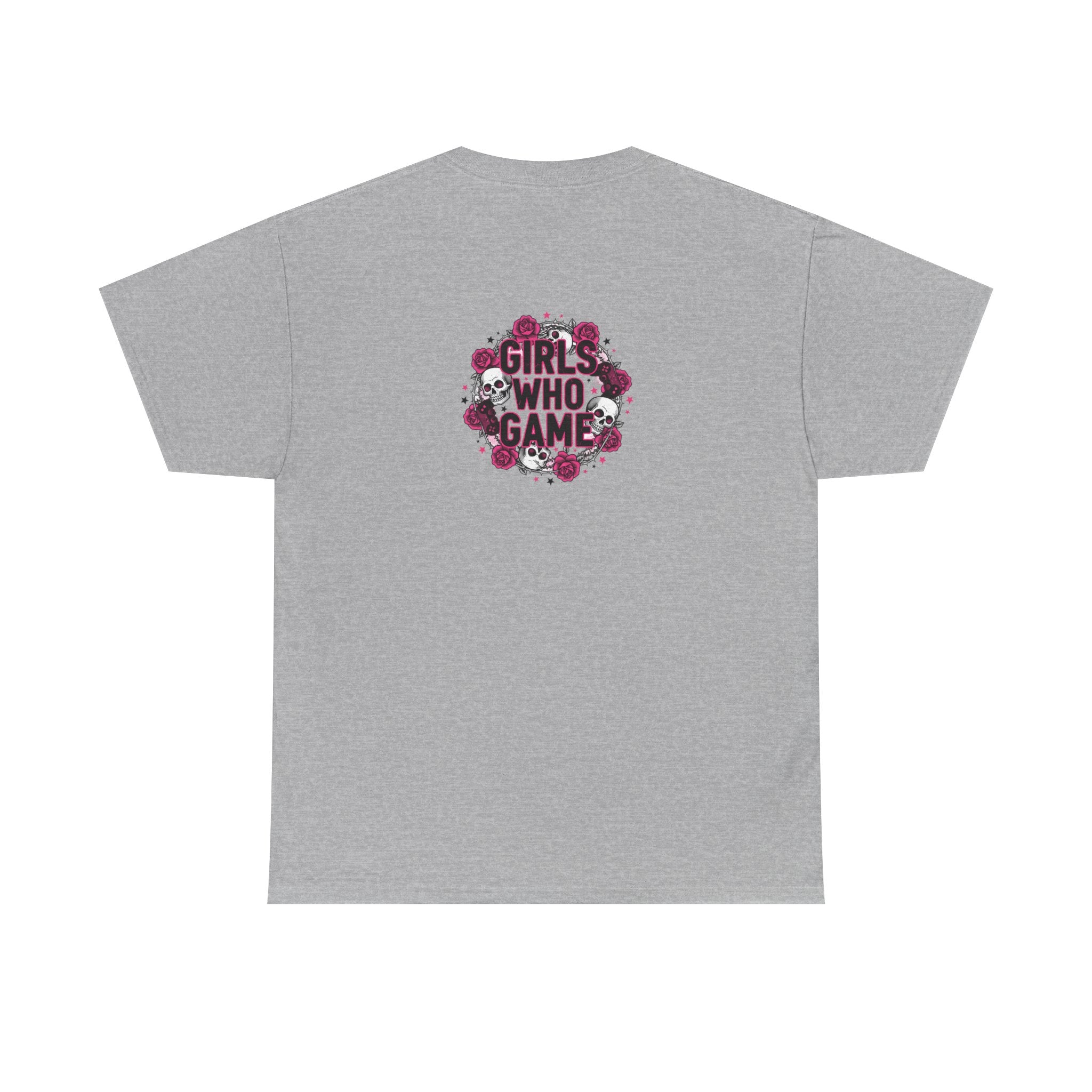 Girls Who Game Skull & Pink Roses Headset Graphic T-Shirt