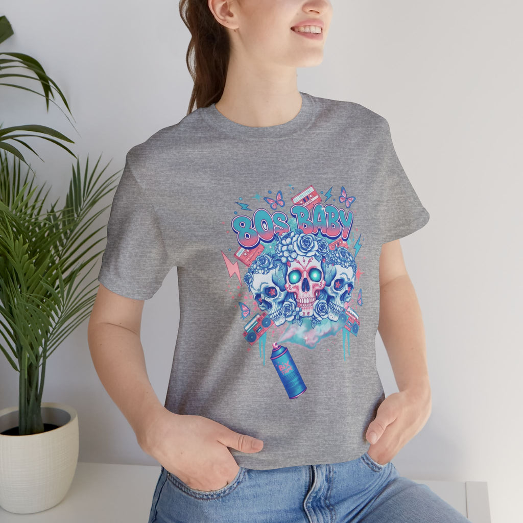 80s Baby Graphic Tee — Electric Blue & Neon Pink