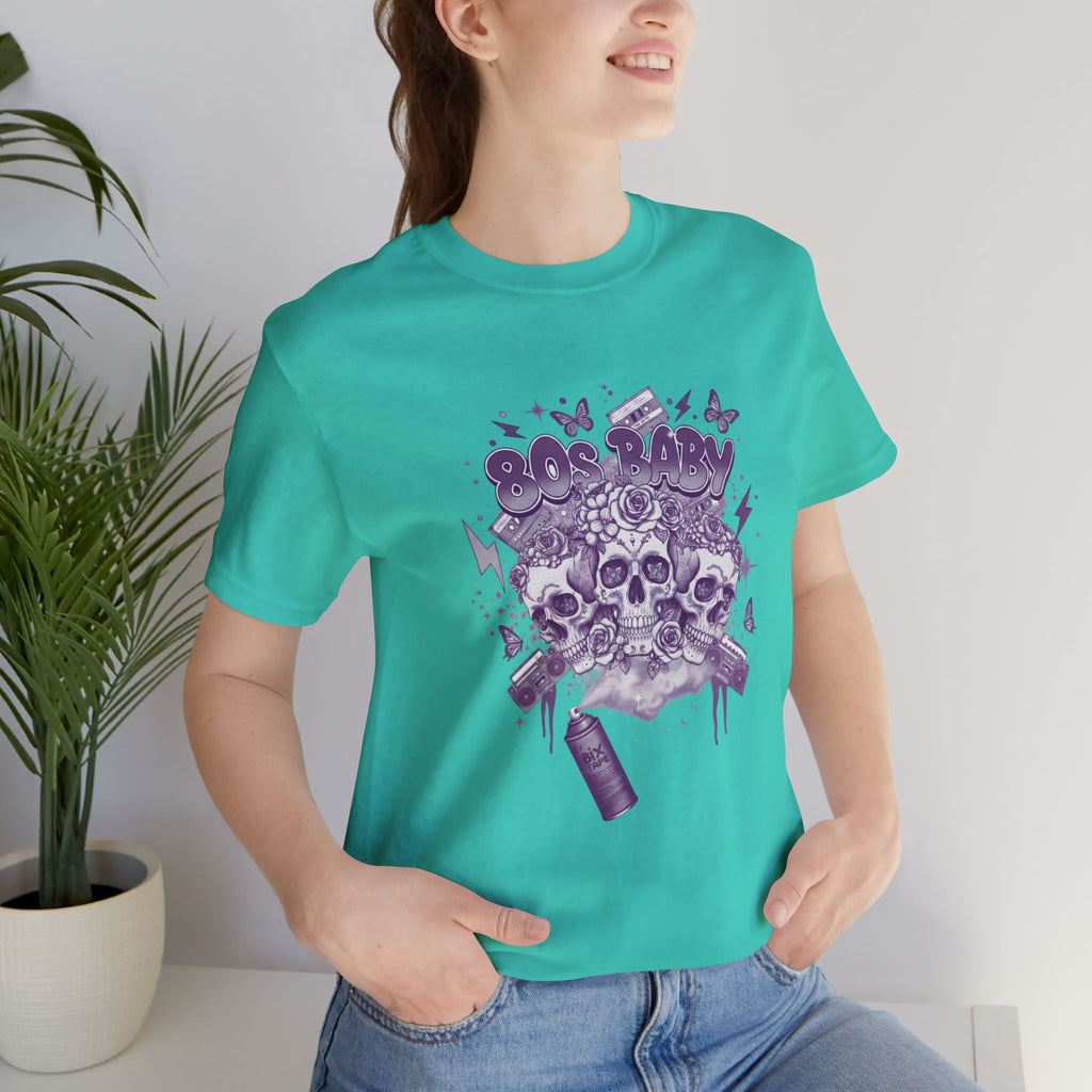80s Baby Graphic Tee — Deep Purple & Silver