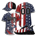 Personalized Special Combo Offer, Custom Patriotic Sneaker, Jersey and Hat, Best Gift for Veteran
