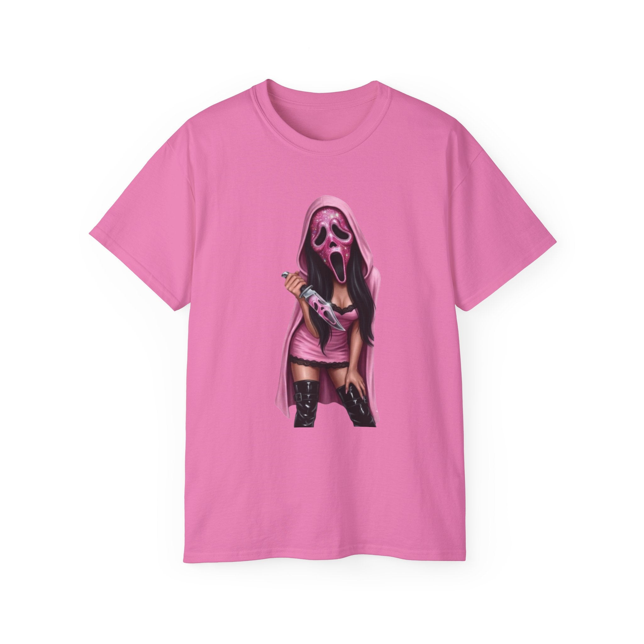 Scream Girl Pink Mask Tee – Horror T-Shirt
