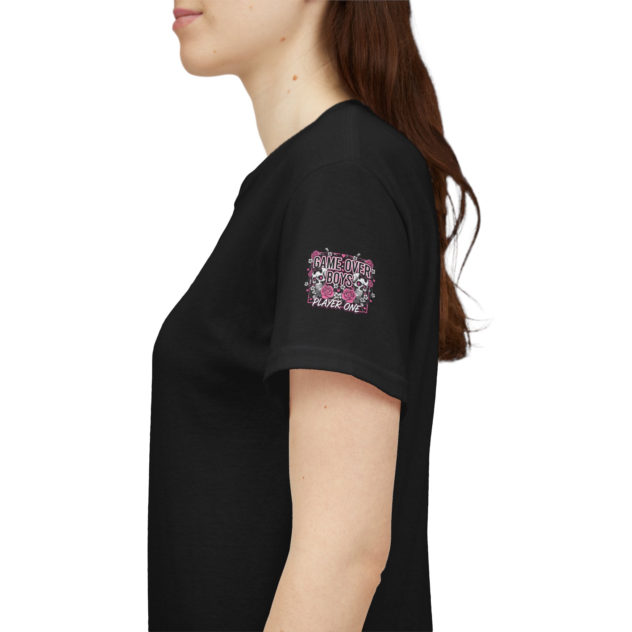 Game Over Boys Tee — 'Player One' Cute Pink Gamer Angel Graphic T-Shirt