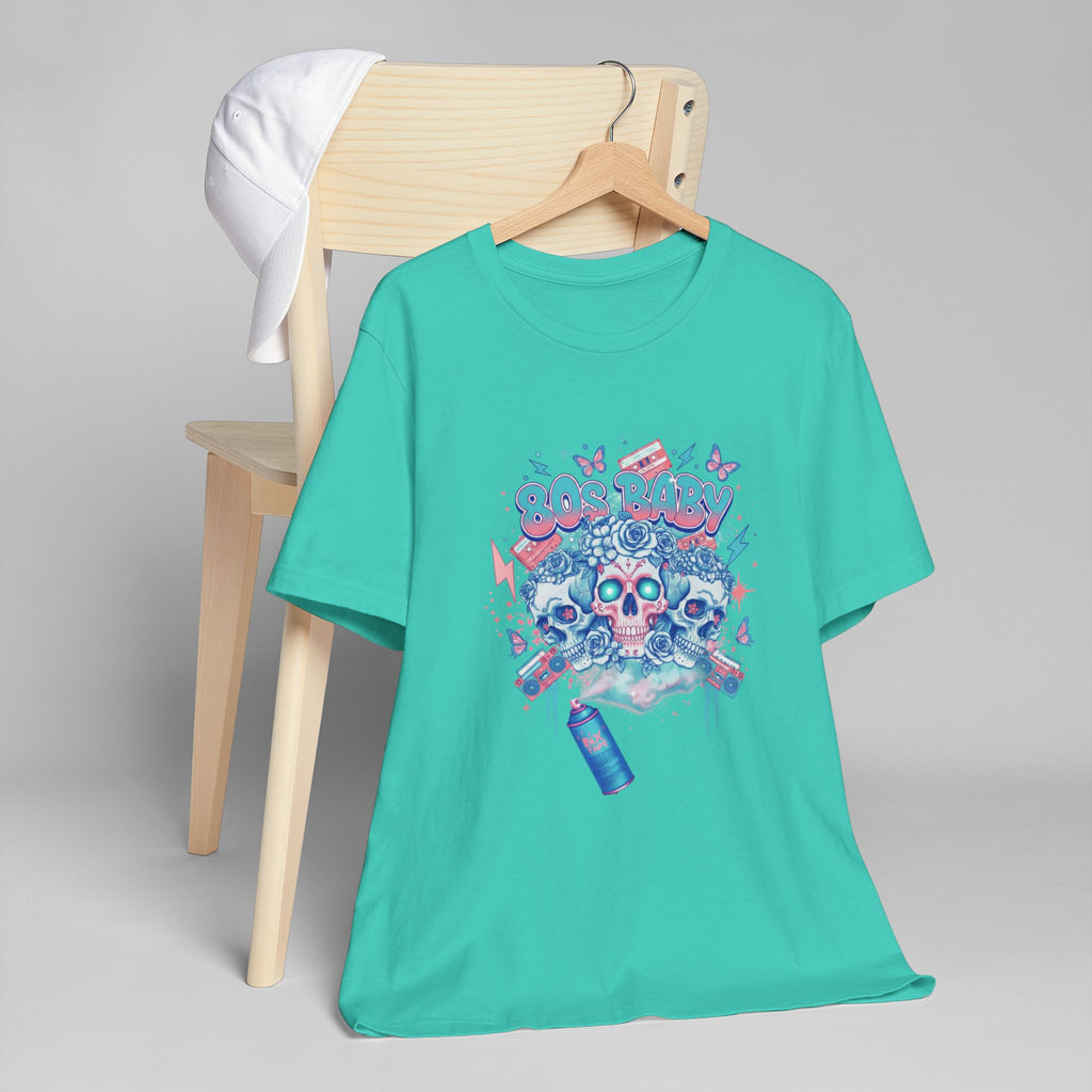 80s Baby Graphic Tee — Electric Blue & Neon Pink