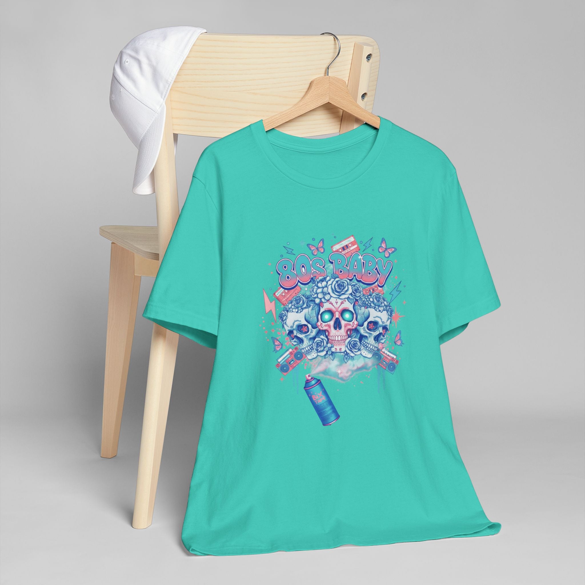 80s Baby Graphic Tee — Electric Blue & Neon Pink