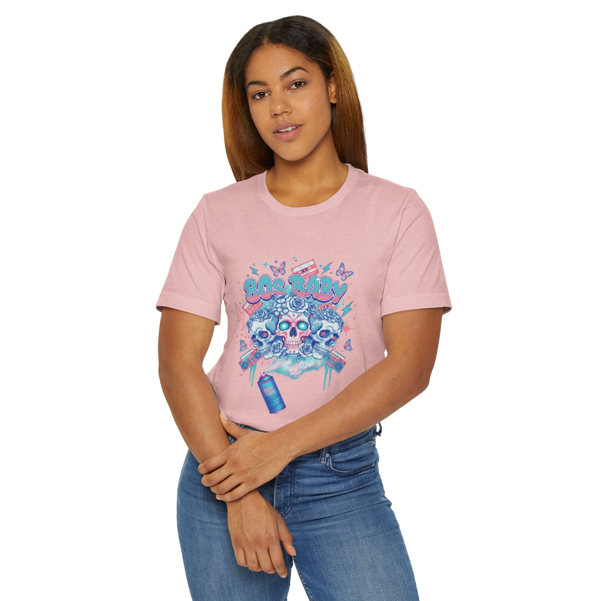 80s Baby Graphic Tee — Electric Blue & Neon Pink