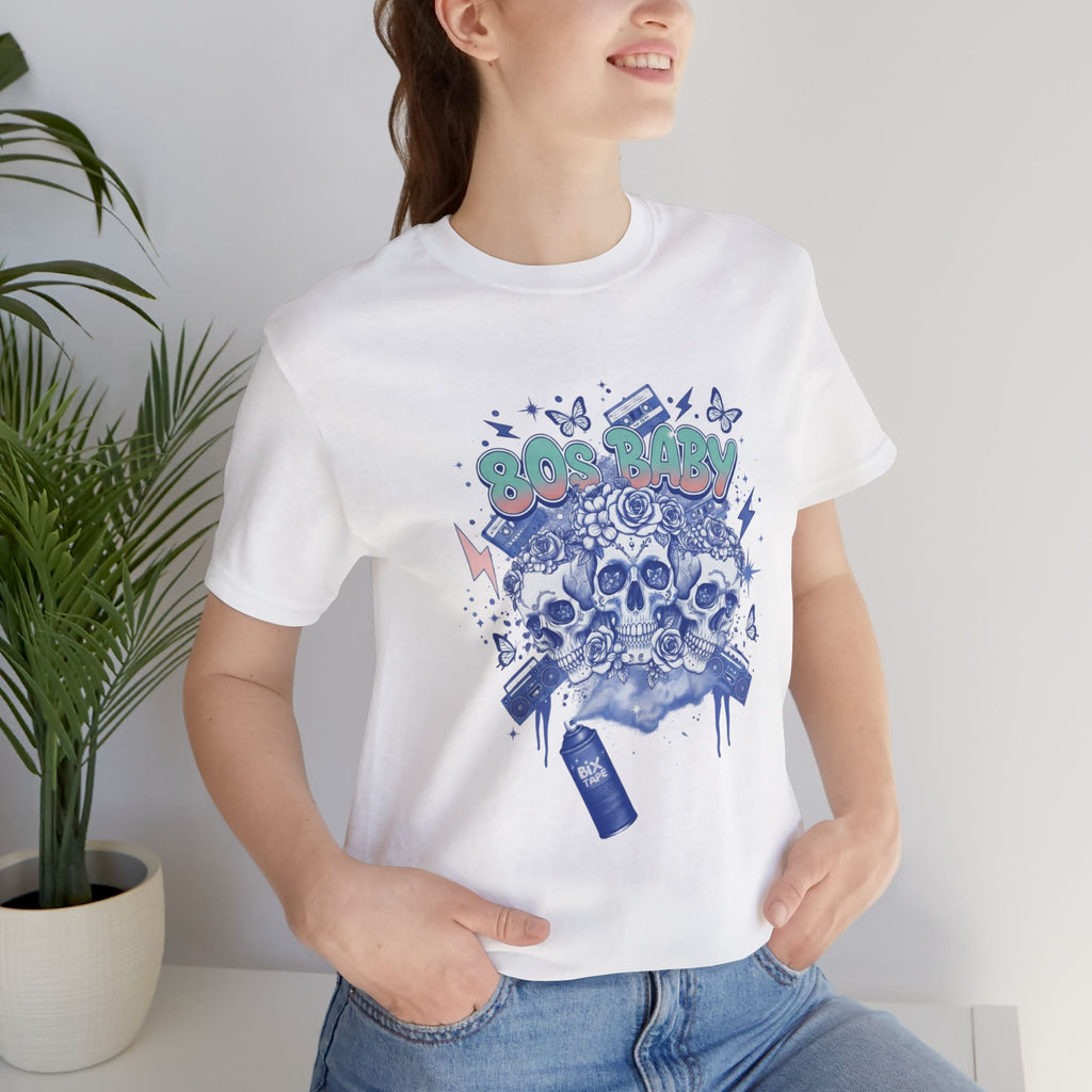80s Baby Graphic Tee — Cobalt Blue & White