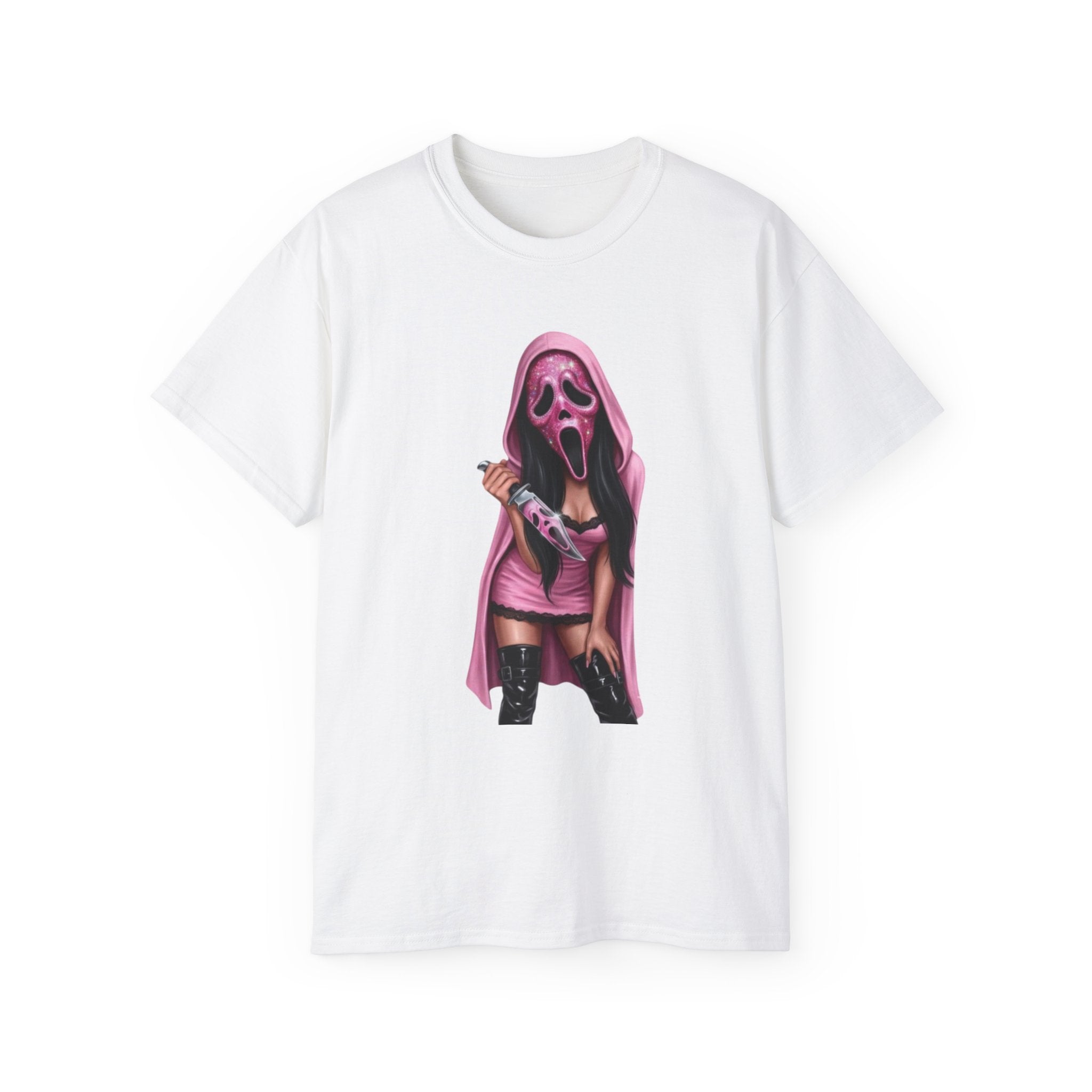 Scream Girl Pink Mask Tee – Horror T-Shirt