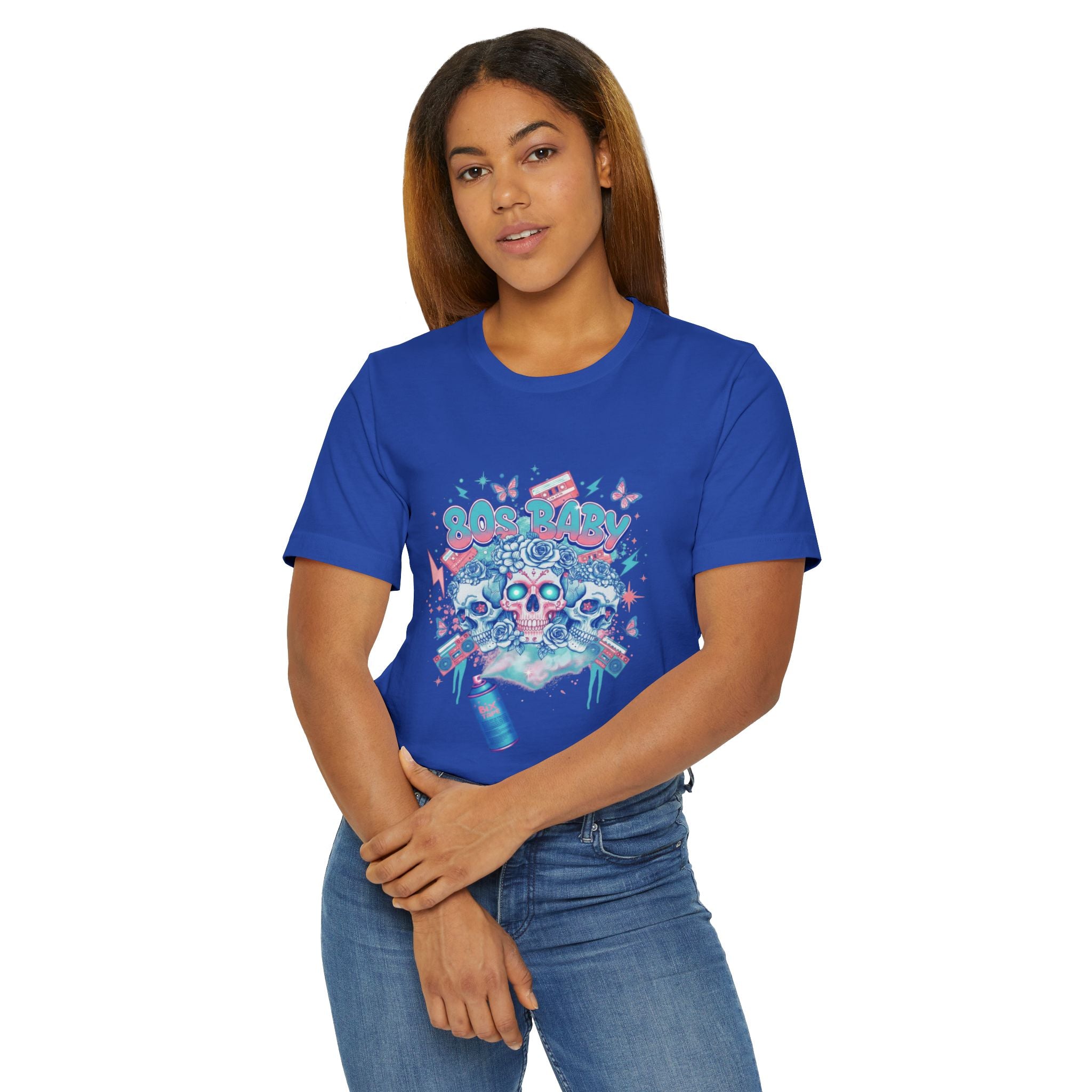 80s Baby Graphic Tee — Electric Blue & Neon Pink