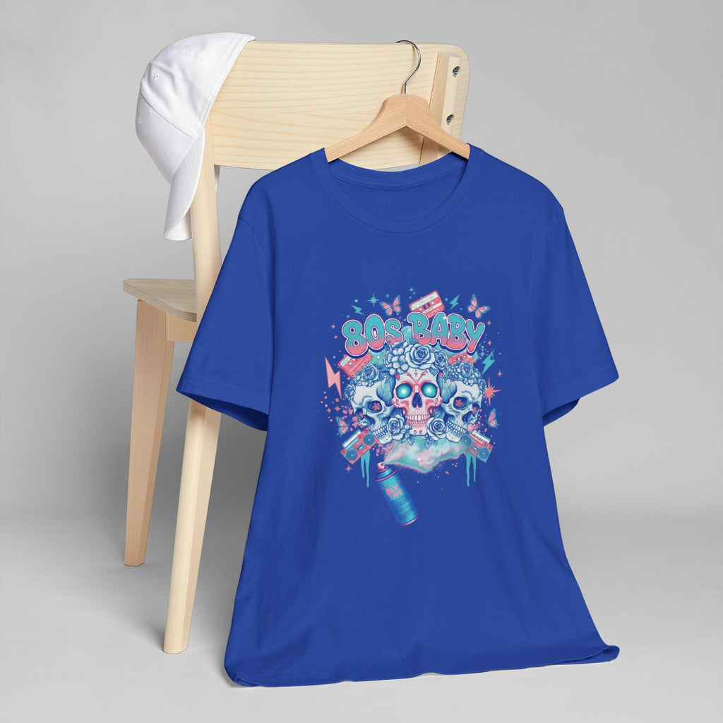 80s Baby Graphic Tee — Electric Blue & Neon Pink