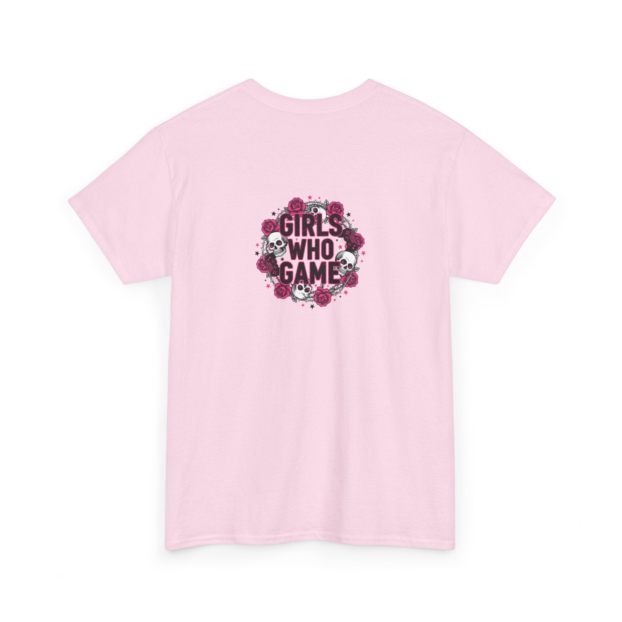 Girls Who Game Skull & Pink Roses Headset Graphic T-Shirt