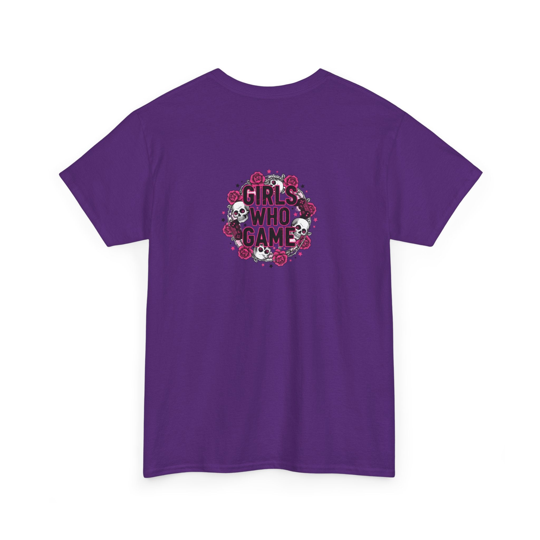 Girls Who Game Skull & Pink Roses Headset Graphic T-Shirt