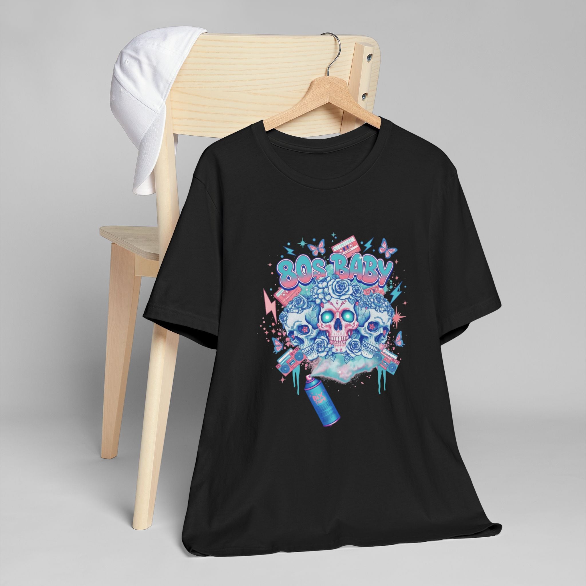 80s Baby Graphic Tee — Electric Blue & Neon Pink
