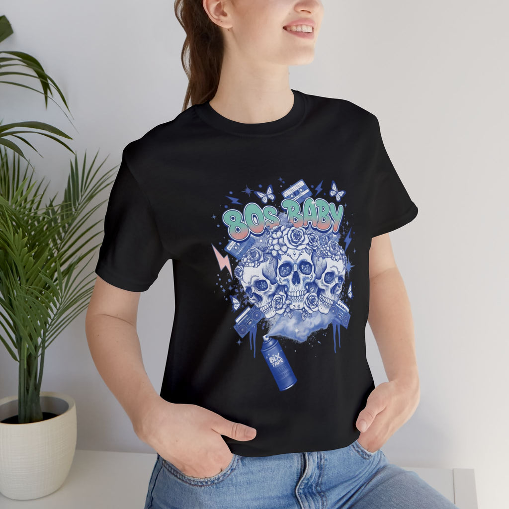 80s Baby Graphic Tee — Cobalt Blue & White