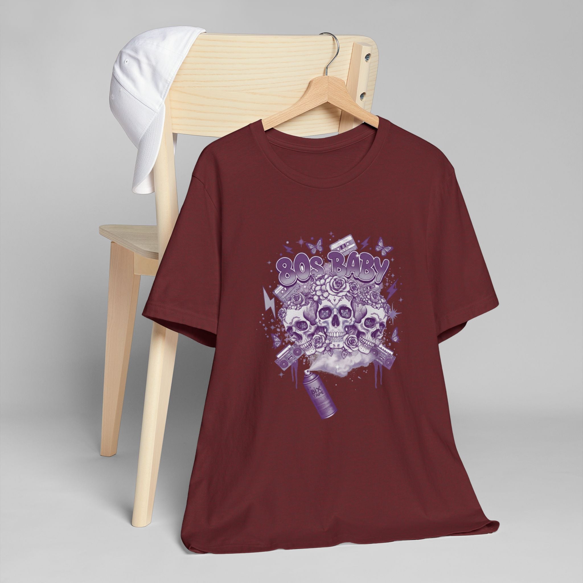 80s Baby Graphic Tee — Deep Purple & Silver