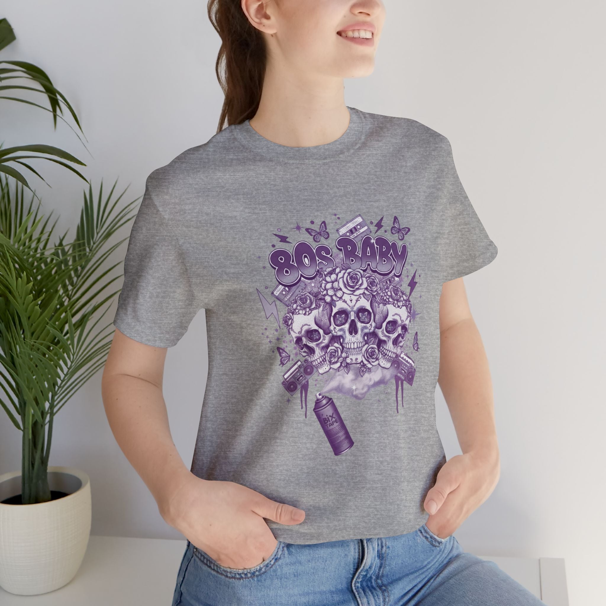 80s Baby Graphic Tee — Deep Purple & Silver