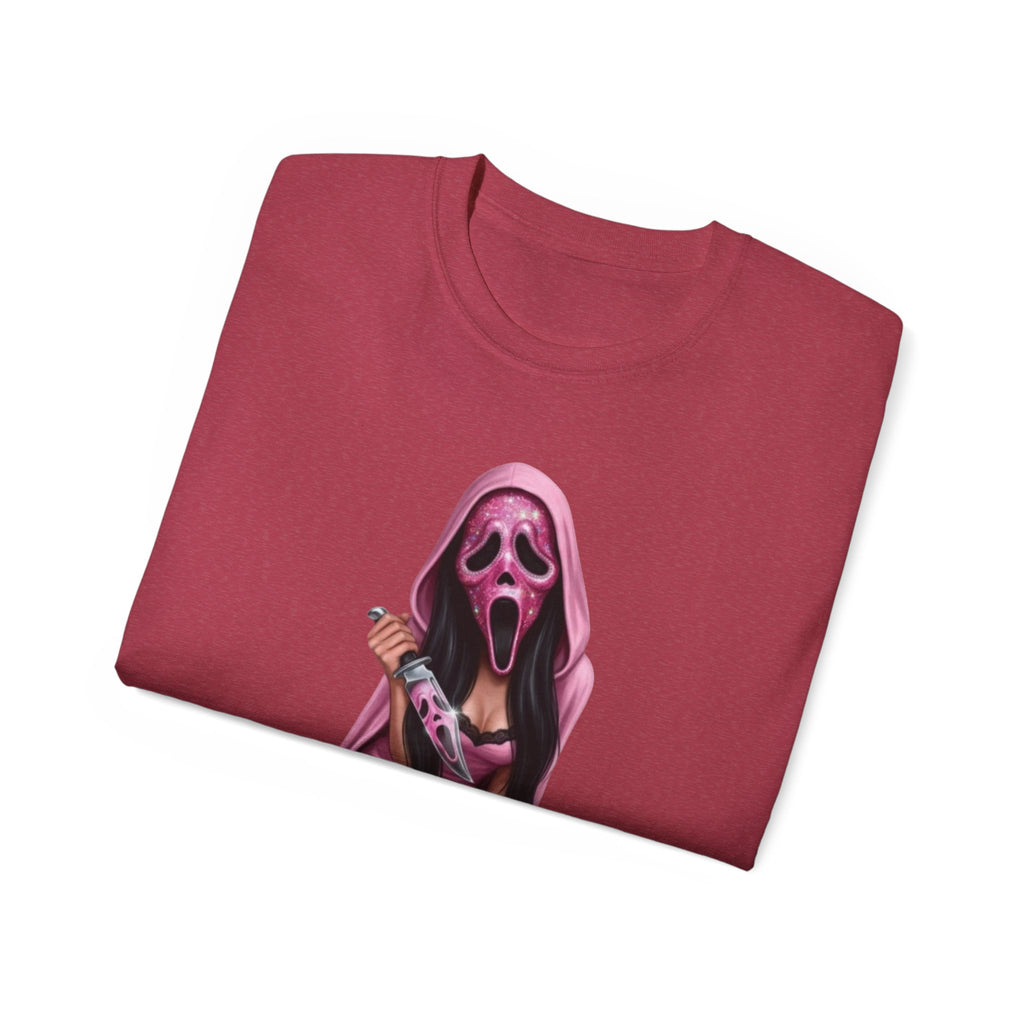 Scream Girl Pink Mask Tee – Horror T-Shirt