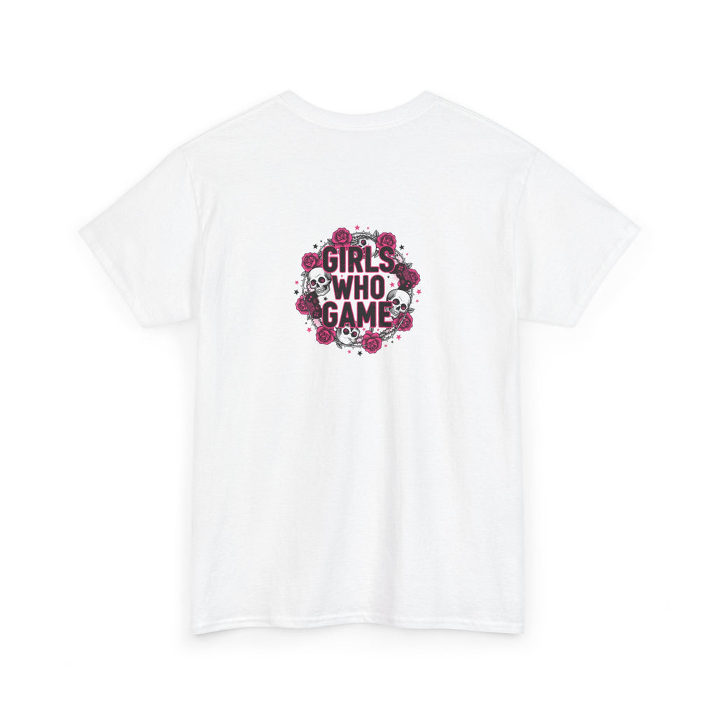 Girls Who Game Skull & Pink Roses Headset Graphic T-Shirt