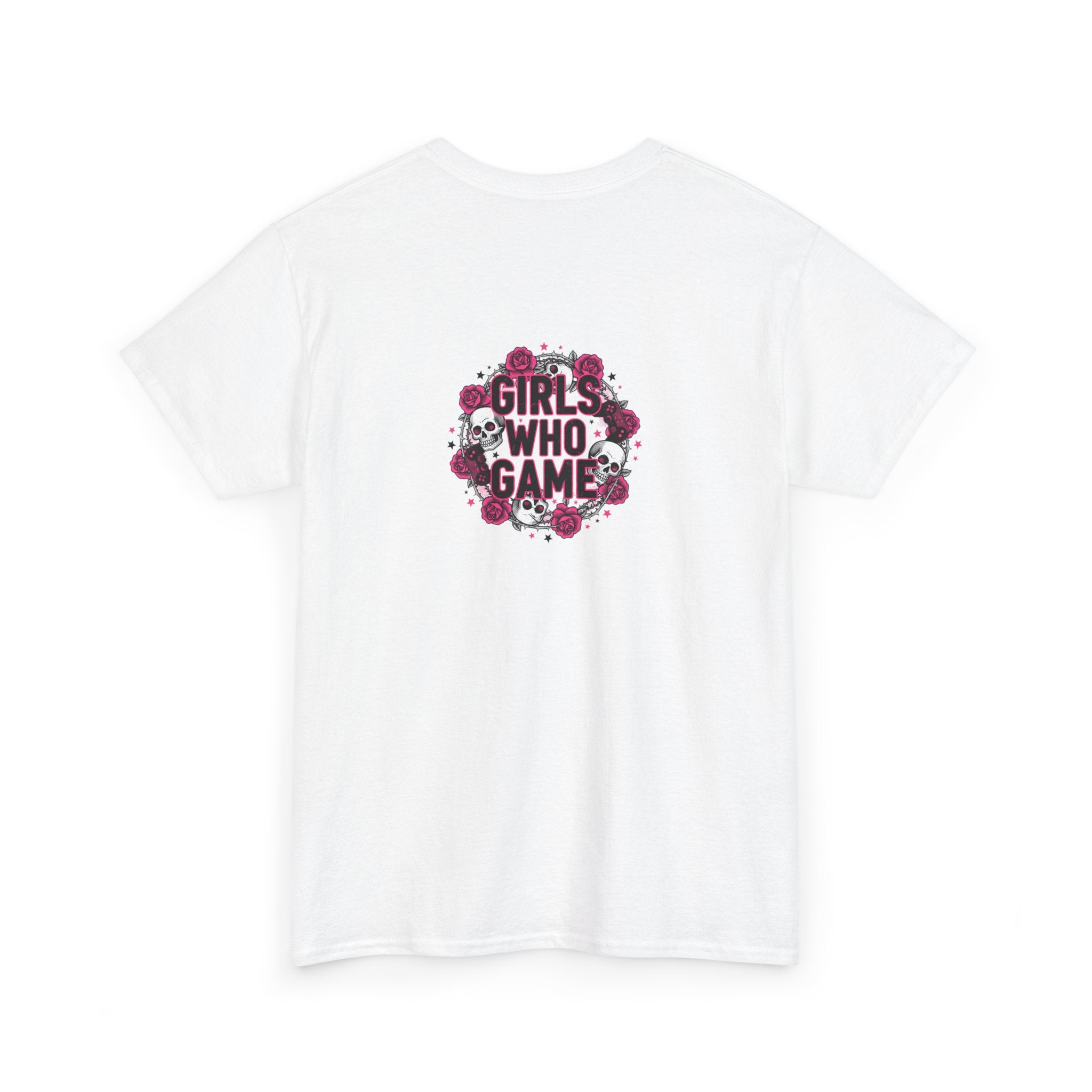 Girls Who Game Skull & Pink Roses Headset Graphic T-Shirt