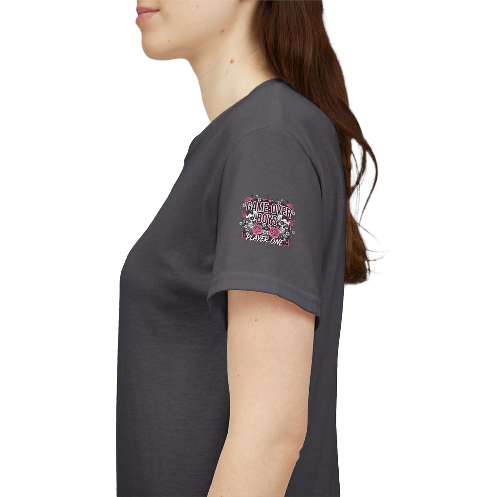 Game Over Boys Tee — 'Player One' Cute Pink Gamer Angel Graphic T-Shirt