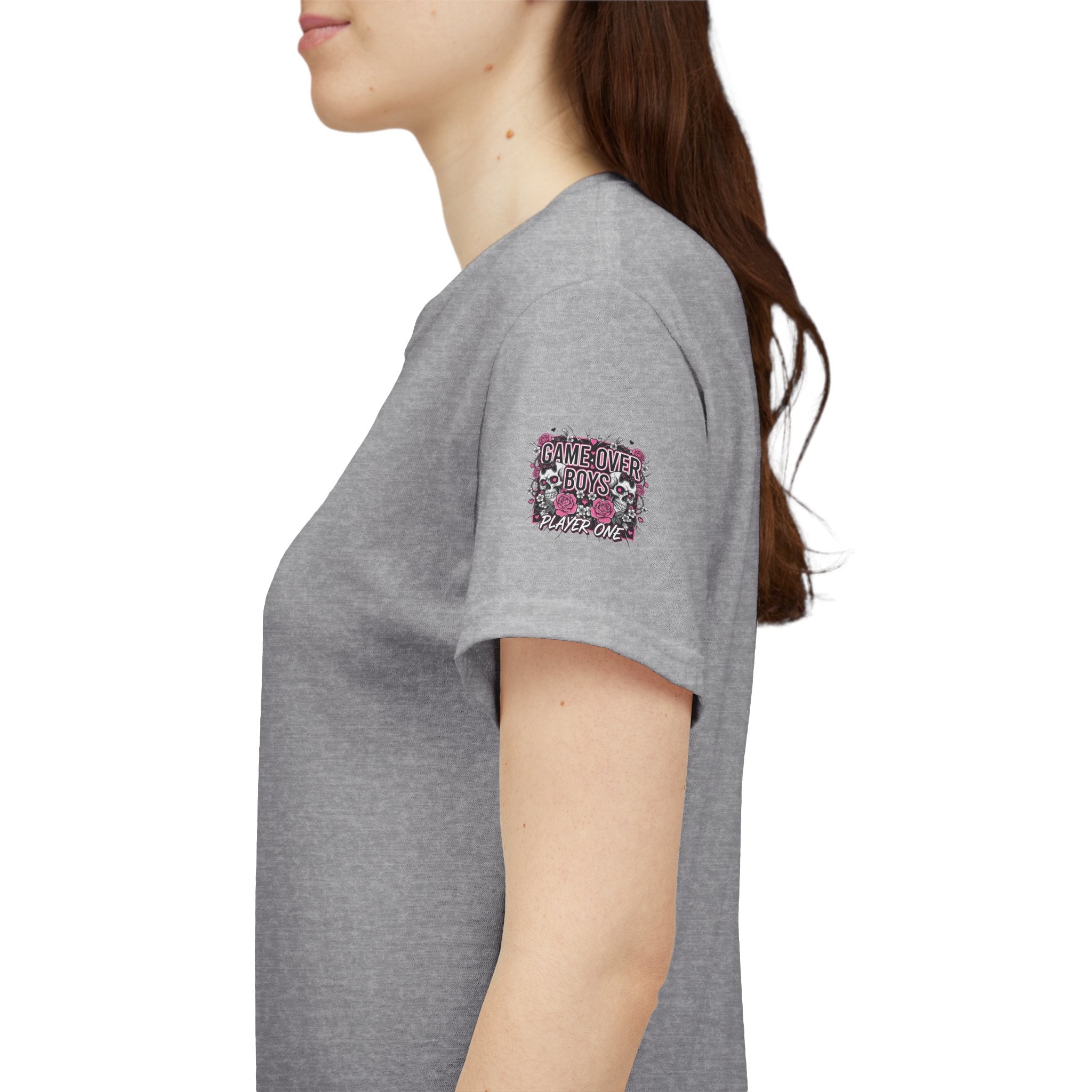 Game Over Boys Tee — 'Player One' Cute Pink Gamer Angel Graphic T-Shirt